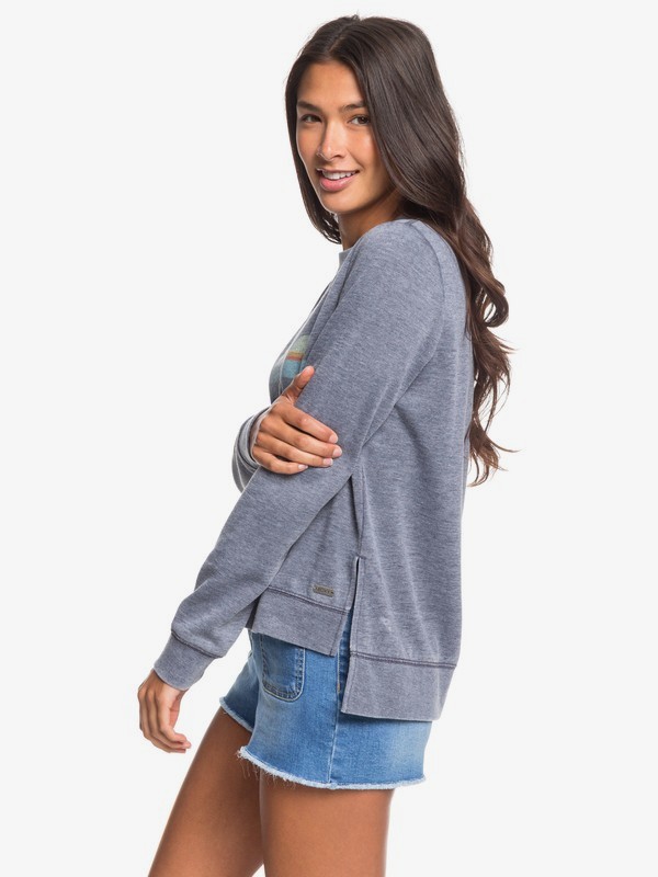 roxy, Want To Dance Sweatshirt, MOOD INDIGO (bsp0) 0 Want To Dance Sweatshirt Blue ERJFT04129 Roxy