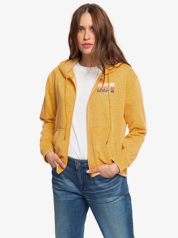 roxy, Moon Rising C Zip-Up Hoodie, GOLDEN GLOW (yks0) 0 Moon Rising C Zip-Up Hoodie Yellow ERJFT04130 Roxy