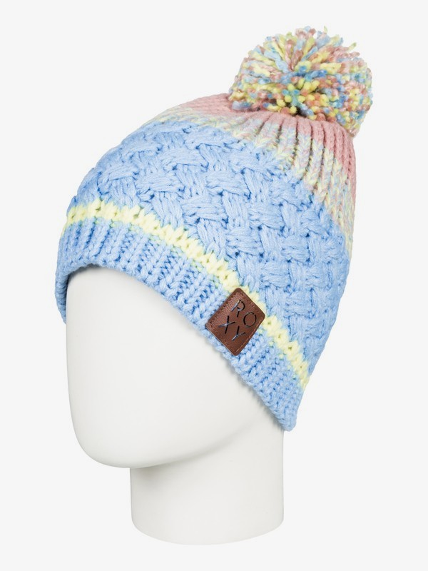 roxy, Hailey Pom-Pom Beanie, POWDER BLUE (bgb0) 0 Hailey Pom-Pom Beanie Blue ERJHA03410 Roxy