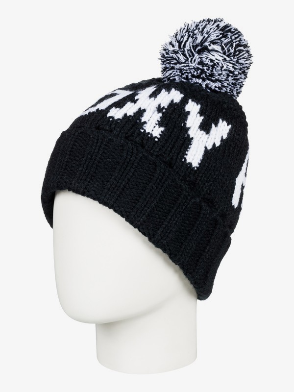 roxy, Tonic Pom-Pom Beanie, TRUE BLACK (kvj0) 0 Tonic Pom-Pom Beanie Black ERJHA03411 Roxy