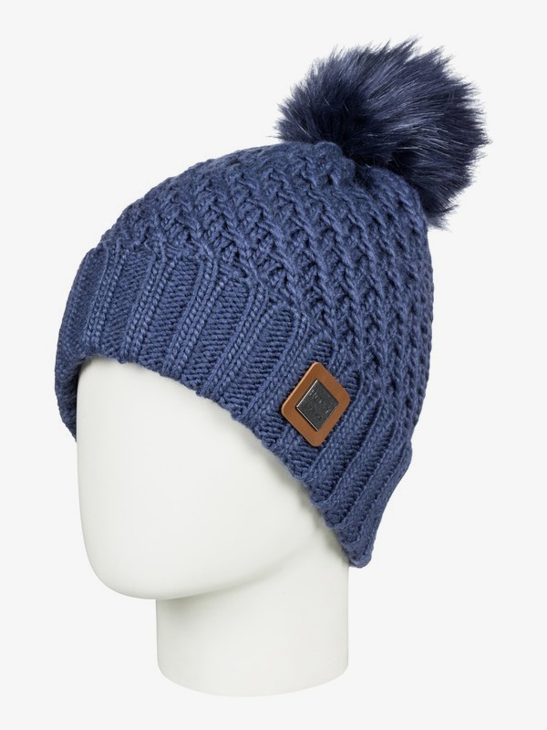 roxy, Blizzard Pom-Pom Beanie, CROWN BLUE (bqy0) 0 Blizzard Pom-Pom Beanie Blue ERJHA03412 Roxy