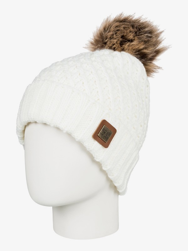 roxy, Blizzard Pom-Pom Beanie, EGRET (wbs0) 0 Blizzard Pom-Pom Beanie White ERJHA03412 Roxy