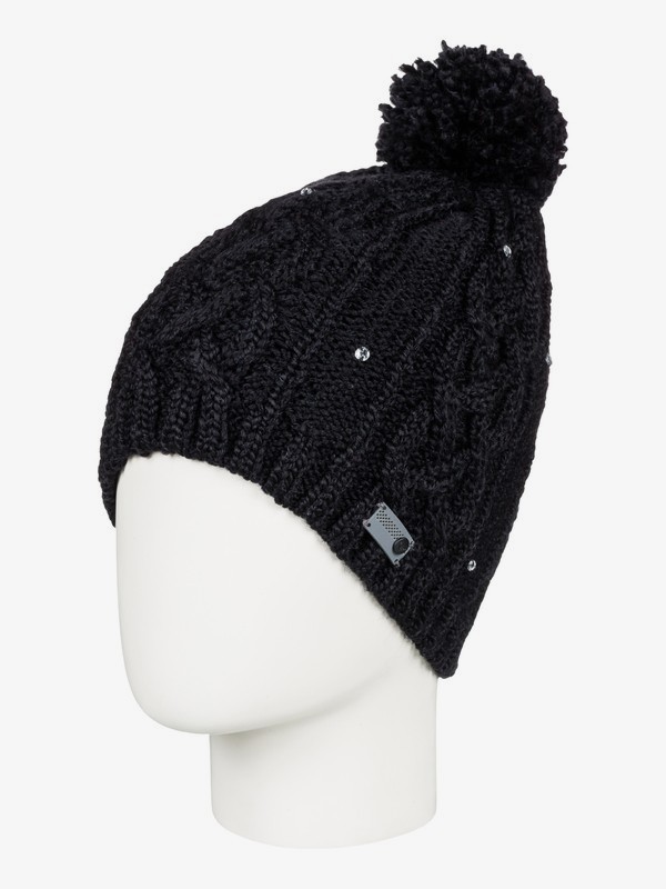 roxy, Shooting Star Pom-Pom Beanie, TRUE BLACK (kvj0) 0 Shooting Star Pom-Pom Beanie Black ERJHA03415 Roxy