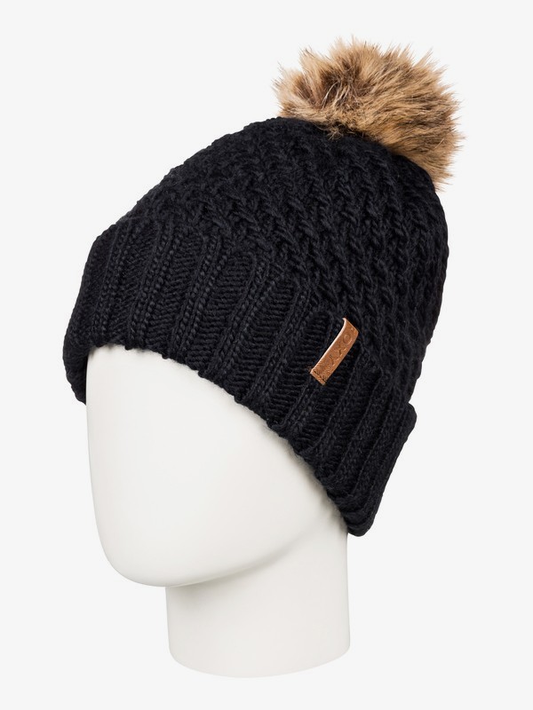roxy, Blizzard Pom-Pom Beanie, TRUE BLACK (kvj0) 0 Blizzard Pom-Pom Beanie Black ERJHA03555 Roxy