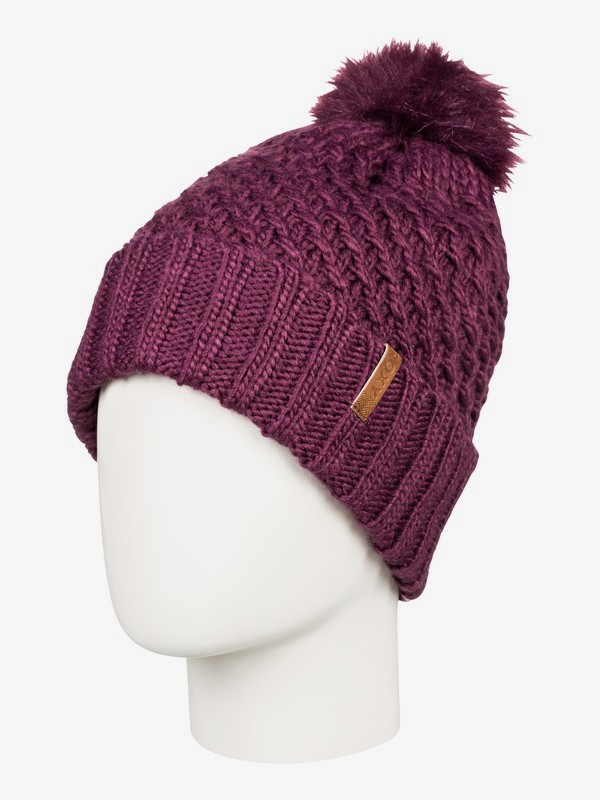 roxy, Blizzard Pom-Pom Beanie, GRAPE WINE (psf0) 0 Blizzard Pom-Pom Beanie Purple ERJHA03555 Roxy
