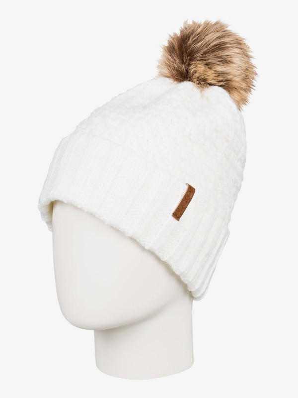 roxy, Blizzard Pom-Pom Beanie, EGRET (wbs0) 0 Blizzard Pom-Pom Beanie White ERJHA03555 Roxy