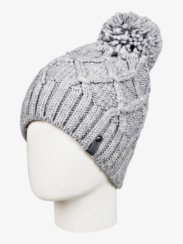 roxy, Winter Pom-Pom Beanie, HEATHER GREY (sjeh) 0 Winter Pom-Pom Beanie Grey ERJHA03556 Roxy