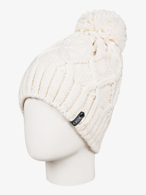 roxy, Winter Pom-Pom Beanie, EGRET (wbs0) 0 Winter Pom-Pom Beanie White ERJHA03556 Roxy