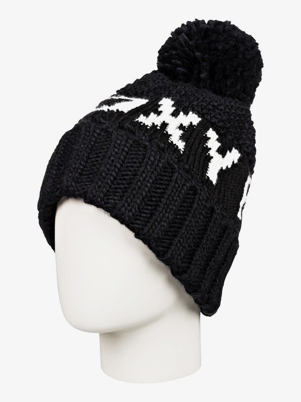 roxy, Tonic Pom-Pom Beanie, TRUE BLACK (kvj0) 0 Tonic Pom-Pom Beanie Black ERJHA03557 Roxy