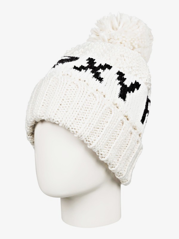 roxy, Tonic Pom-Pom Beanie, EGRET (wbs0) 0 Tonic Pom-Pom Beanie White ERJHA03557 Roxy