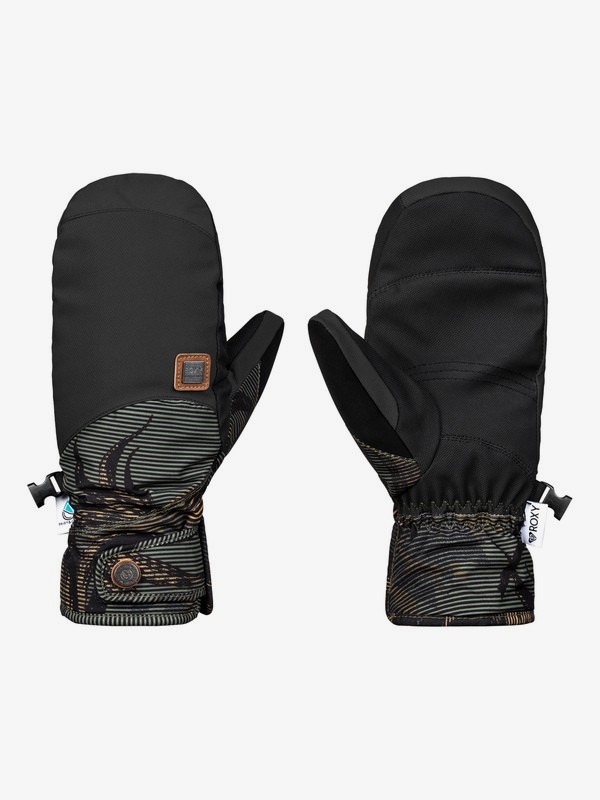 roxy, Vermont - Moufles de ski/snowboard pour Femme, FOUR LEAF CLOVER_SWELL FLOWERS (gph2) 0 Vermont - Moufles de ski/snowboard pour Femme Vert ERJHN03102 Roxy