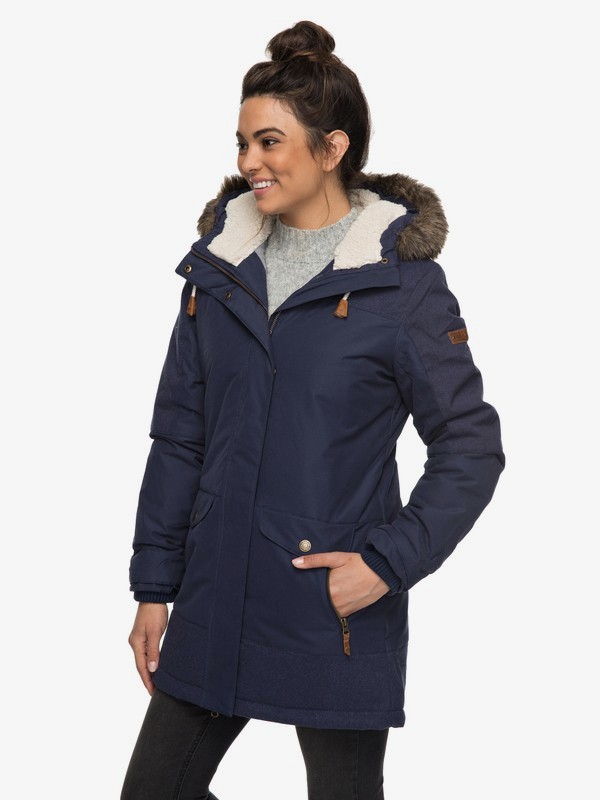 roxy, Tara - Waterproof Longline Parka for Women, PEACOAT (btn0) 0 Tara - Waterproof Longline Parka for Women Blue ERJJK03185 Roxy