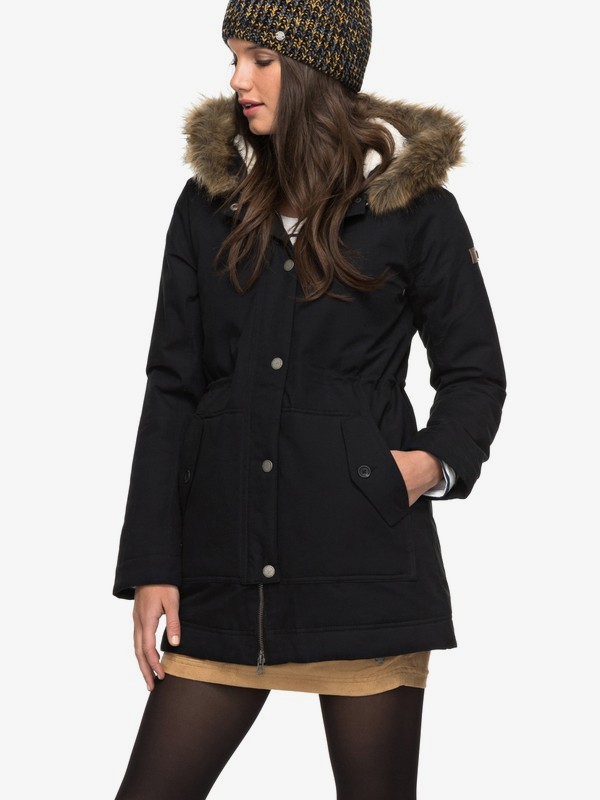 roxy, Mountain Song - Länger geschnittene Kapuzenjacke mit Kunstpelz für Frauen, ANTHRACITE (kvj0) 0 Mountain Song - Länger geschnittene Kapuzenjacke mit Kunstpelz für Frauen Schwarz ERJJK03195 Roxy