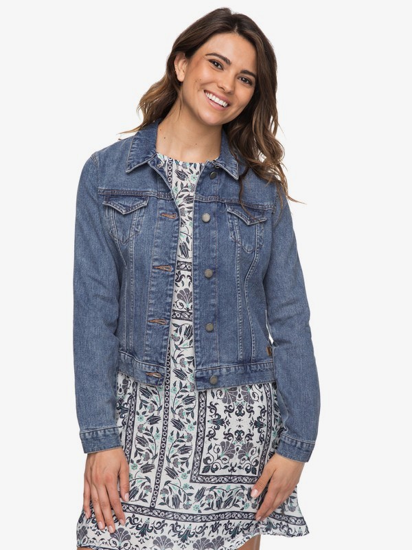 roxy, Pretty Buoy Denim Jacket, MEDIUM BLUE (blc0) 0 Pretty Buoy Denim Jacket ERJJK03214 Roxy