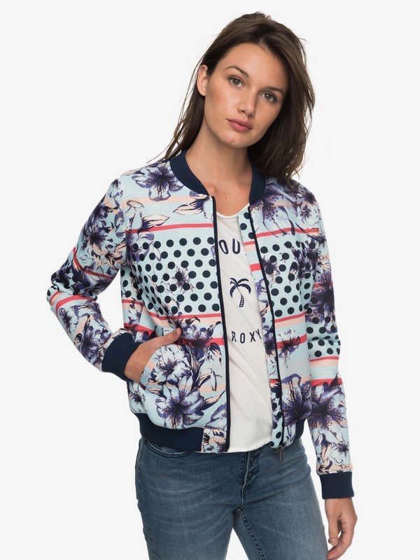 roxy, Rock'N Smile - Bomberjacke für Frauen, BLUE LIGHT RAIN DAZE (bek6) 0 Rock'N Smile - Bomberjacke für Frauen Blau ERJJK03218 Roxy