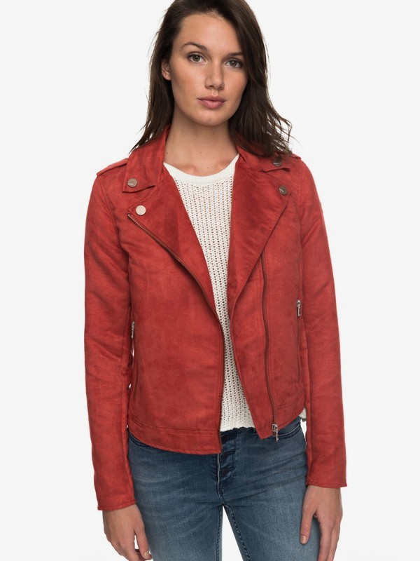 roxy, Love Spell - Faux-Suede Biker Jacket for Women, TANDOORI SPICE (npq0) 0 Love Spell - Faux-Suede Biker Jacket for Women Orange ERJJK03222 Roxy