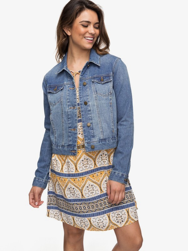 roxy, Hello Spring - Denim Jacket for Women, LIGHT BLUE (bfn0) 0 Hello Spring - Denim Jacket for Women Blue ERJJK03226 Roxy
