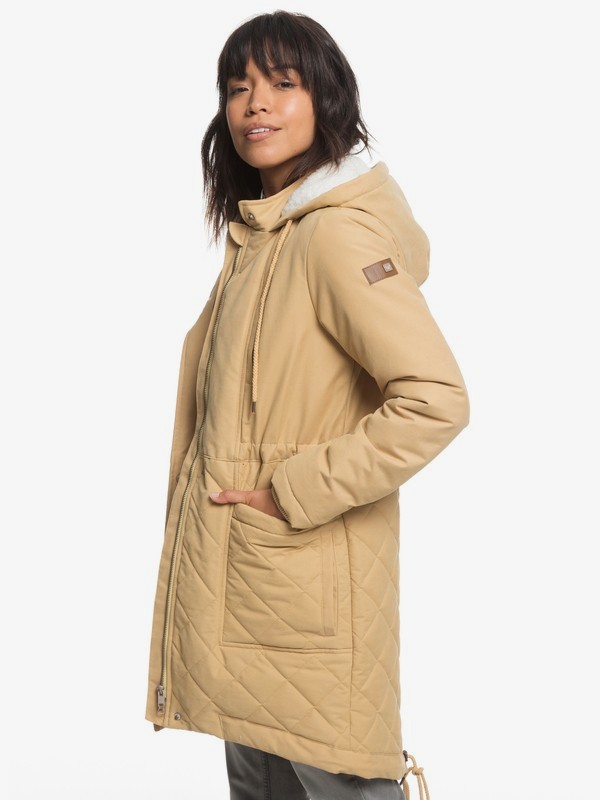 roxy, Slalom Chic - Waterproof Hooded Padded Jacket for Women, CURRY (tjq0) 0 Slalom Chic - Waterproof Hooded Padded Jacket for Women Beige ERJJK03231 Roxy