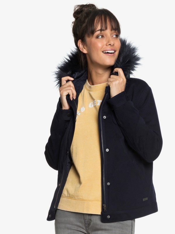 roxy, Chic And Snow - Hooded Bomber Jacket for Women, DRESS BLUES (btk0) 0 Chic And Snow - Hooded Bomber Jacket for Women Blue ERJJK03232 Roxy