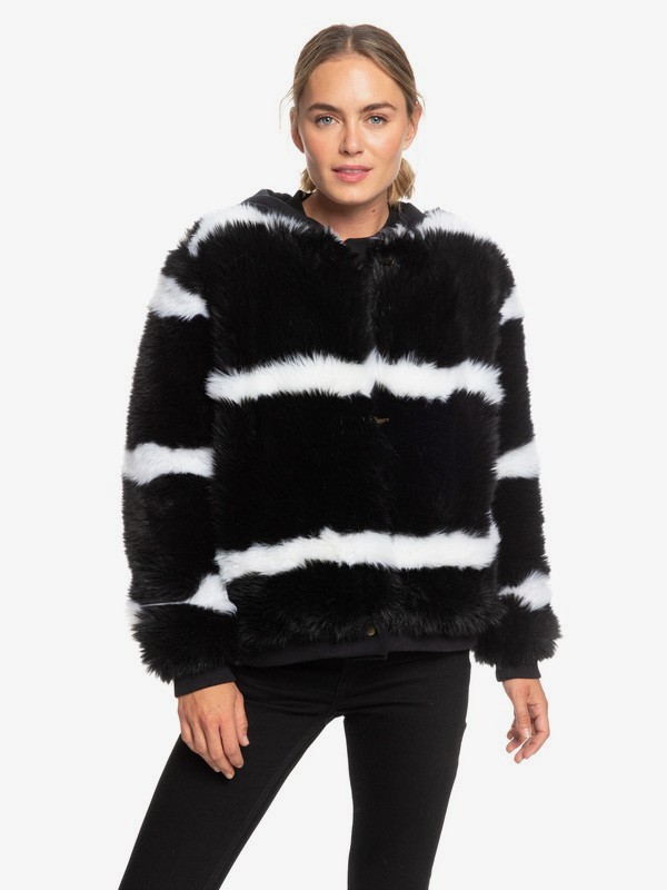 roxy, Carrie Technical Faux Fur Jacket, TRUE BLACK (kvj0) 0 Carrie Technical Faux Fur Jacket Black ERJJK03236 Roxy