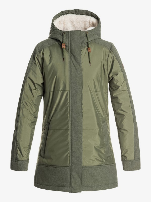 roxy, Sofia - Giacca longline impermeabile da Donna, FOUR LEAF CLOVER (gph0) 0 Sofia - Giacca longline impermeabile da Donna Green ERJJK03237 Roxy