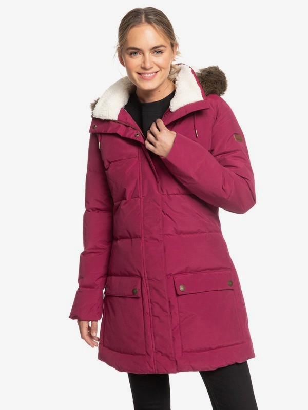 roxy, Ellie Water Repellent Hooded Longline Puffa Jacket, BEET RED (rrv0) 0 Ellie Water Repellent Hooded Longline Puffa Jacket Red ERJJK03239 Roxy