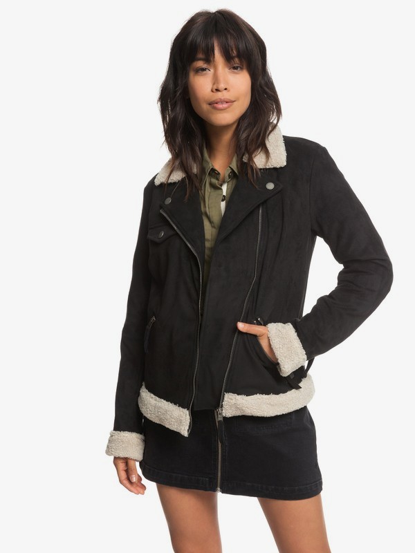 roxy, Gateway Games - Blouson aviateur en suède synthétique pour Femme, TRUE BLACK (kvj0) 0 Gateway Games - Blouson aviateur en suède synthétique pour Femme ERJJK03259 Roxy