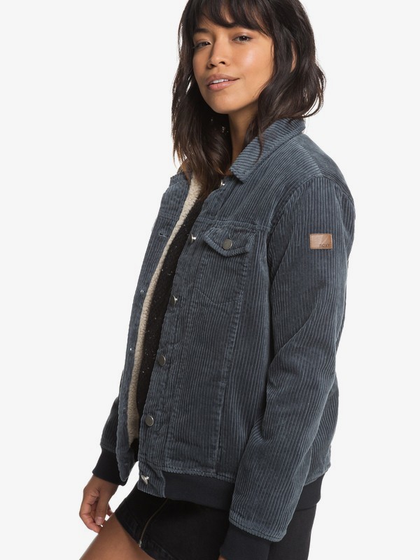 roxy, Redwood Giants Sherpa Lined Corduroy Jacket, TURBULENCE (kym0) 0 Redwood Giants Sherpa Lined Corduroy Jacket Black ERJJK03264 Roxy