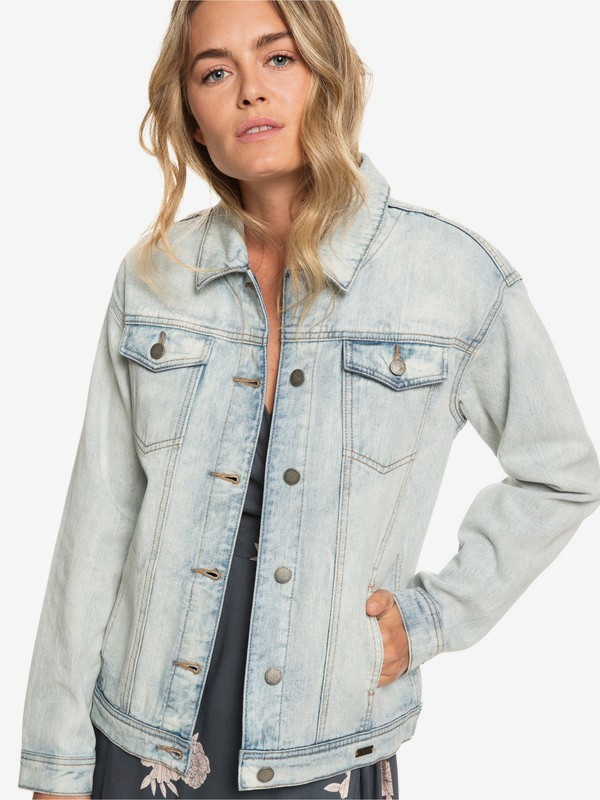 roxy, Midnight Drive - Chaqueta Vaquera de Estilo Masculino para Mujer, BLEACHED BLUE (bezw) 0 Midnight Drive - Chaqueta Vaquera de Estilo Masculino para Mujer Azul ERJJK03279 Roxy