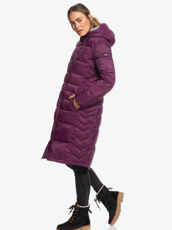 roxy, Everglade Longline Hooded Waterproof Puffer Jacket, GRAPE WINE (psf0) 0 Everglade Longline Hooded Waterproof Puffer Jacket Purple ERJJK03290 Roxy