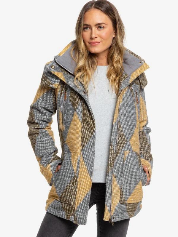 roxy, Dawn Technical Insulated Hooded Coat, HEATHER GREY TREETOP (sje3) 0 Dawn Technical Insulated Hooded Coat Grey ERJJK03295 Roxy