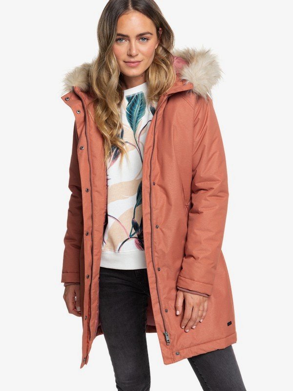 roxy, Shadow Of Time - Veste à capuche déperlante longue pour Femme, CEDAR WOOD (mms0) 0 Shadow Of Time - Veste à capuche déperlante longue pour Femme Rose ERJJK03305 Roxy