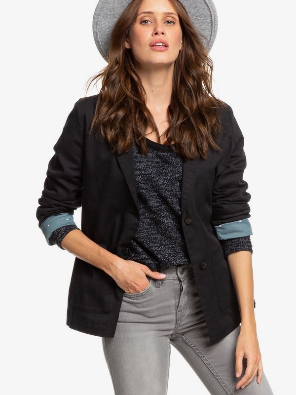 roxy, Roll The Dice - Lightweight Blazer, ANTHRACITE (kvj0) 0 Roll The Dice - Lightweight Blazer Black ERJJK03318 Roxy