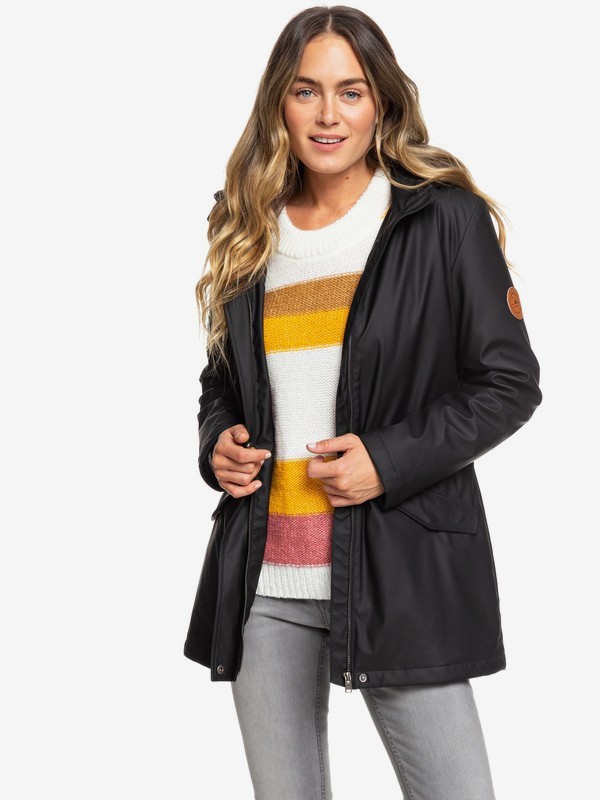roxy, Downtown Calling - Manteau à capuche imperméable pour Femme, ANTHRACITE (kvj0) 0 Downtown Calling - Manteau à capuche imperméable pour Femme Noir ERJJK03328 Roxy
