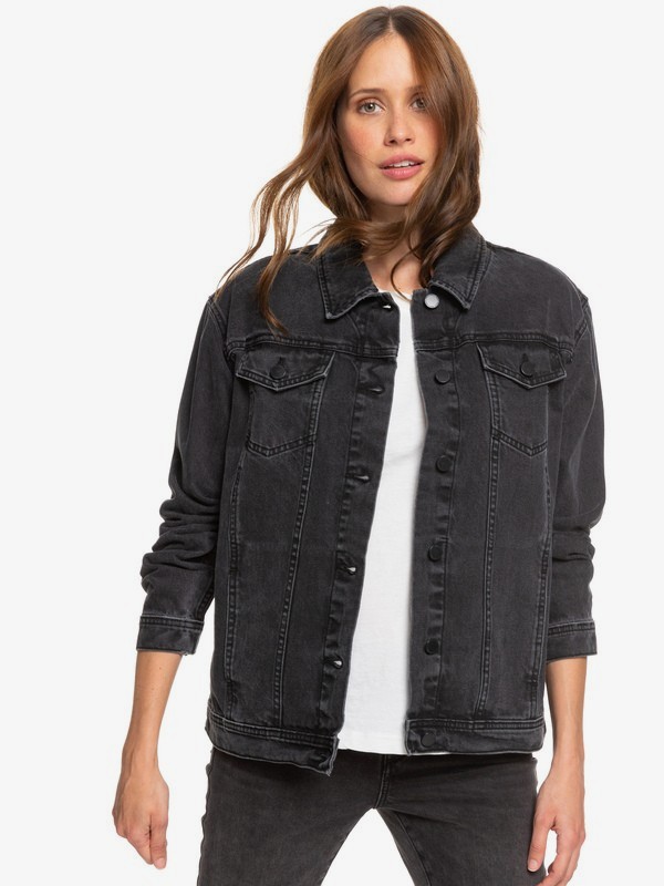 roxy, Midnight Drive Black Denim Boyfriend Jacket, ANTHRACITE (kvj0) 0 Midnight Drive Black Denim Boyfriend Jacket Black ERJJK03339 Roxy