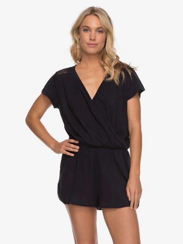 roxy, Salty Evening - Short Sleeve Playsuit for Women, ANTHRACITE (kvj0) 0 Salty Evening - Short Sleeve Playsuit for Women Black ERJKD03168 Roxy