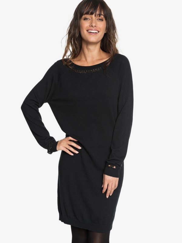 roxy, Expression Of Nature - Vestito a maniche lunghe da Donna, TRUE BLACK (kvj0) 0 Expression Of Nature - Vestito a maniche lunghe da Donna Black ERJKD03204 Roxy