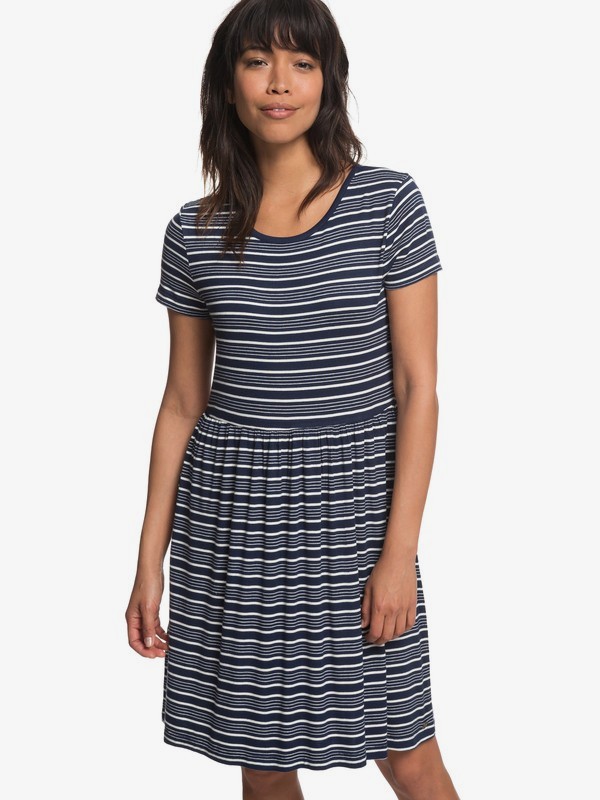 roxy, Fame For Glory Short Sleeve Dress, DRESS BLUES HORIZONTAL STRIPES (xbbw) 0 Fame For Glory Short Sleeve Dress Blue ERJKD03206 Roxy