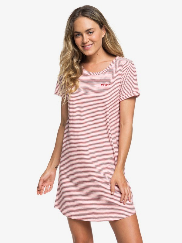 roxy, Love Sun - Robe t-shirt manches courtes pour Femme, AMERICAN BEAUTY COSY STRIPES (rpy3) 0 Love Sun - Robe t-shirt manches courtes pour Femme Rouge ERJKD03232 Roxy
