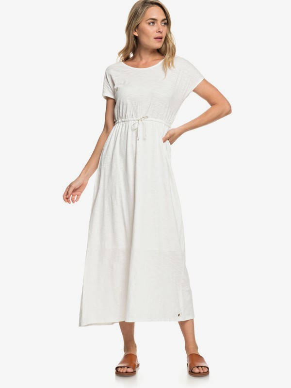 roxy, Wavelines - Robe longue manches courtes pour Femme, MARSHMALLOW (wbt0) 0 Wavelines - Robe longue manches courtes pour Femme Blanc ERJKD03251 Roxy
