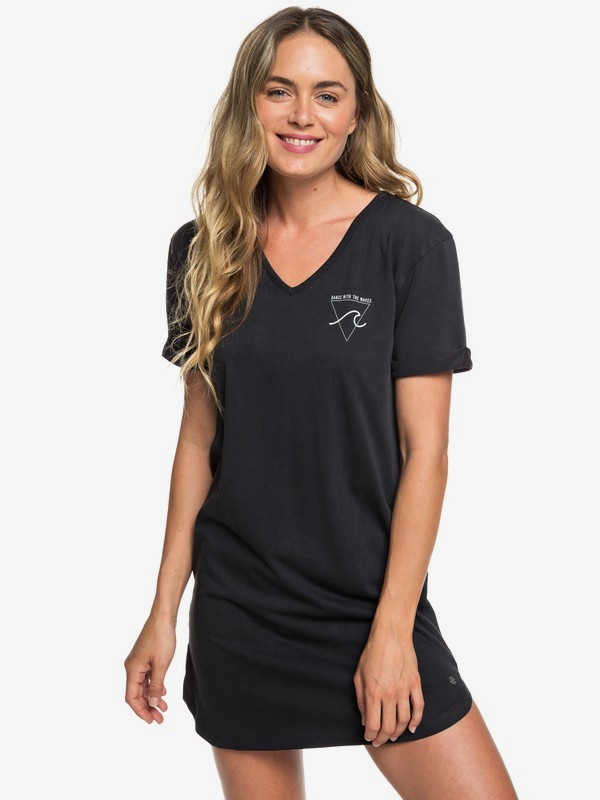 roxy, Pacific Groove Short Sleeve T-Shirt Dress, ANTHRACITE (kvj0) 0 Pacific Groove Short Sleeve T-Shirt Dress Black ERJKD03256 Roxy