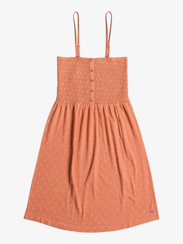 roxy, Summerland Party Shirred Bodice Strappy Dress, CAMELIAN MINI DIAMOND (nkw6) 0 Summerland Party Shirred Bodice Strappy Dress Orange ERJKD03257 Roxy