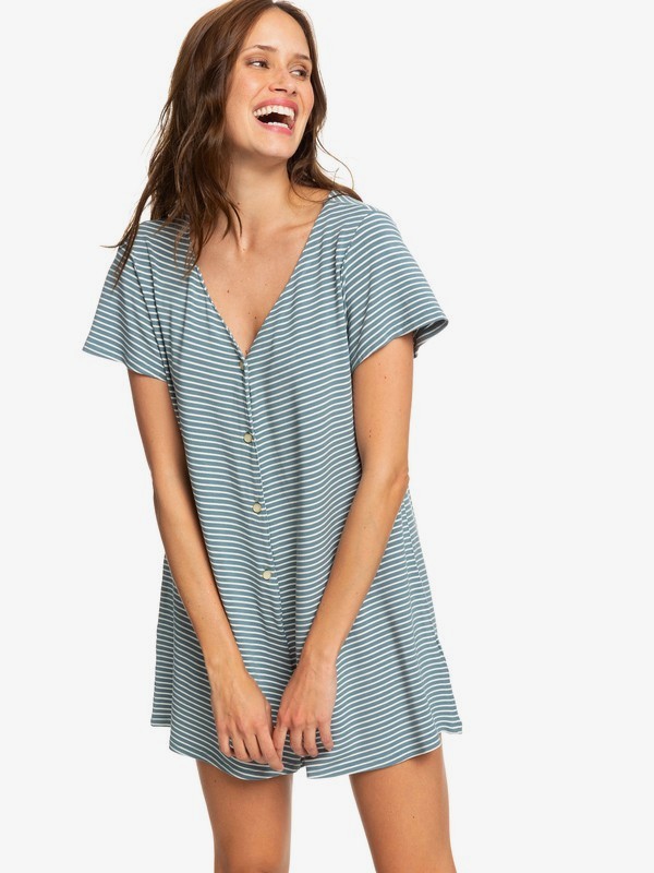 roxy, Other Things Short Sleeve Romper, TROOPER MARINA STRIPES (bln3) 0 Other Things Short Sleeve Romper Blue ERJKD03263 Roxy