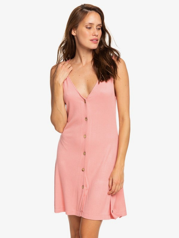 roxy, Dream Do Buttoned Rib Knit Dress, ROSETTE (mhw0) 0 Dream Do Buttoned Rib Knit Dress Pink ERJKD03264 Roxy
