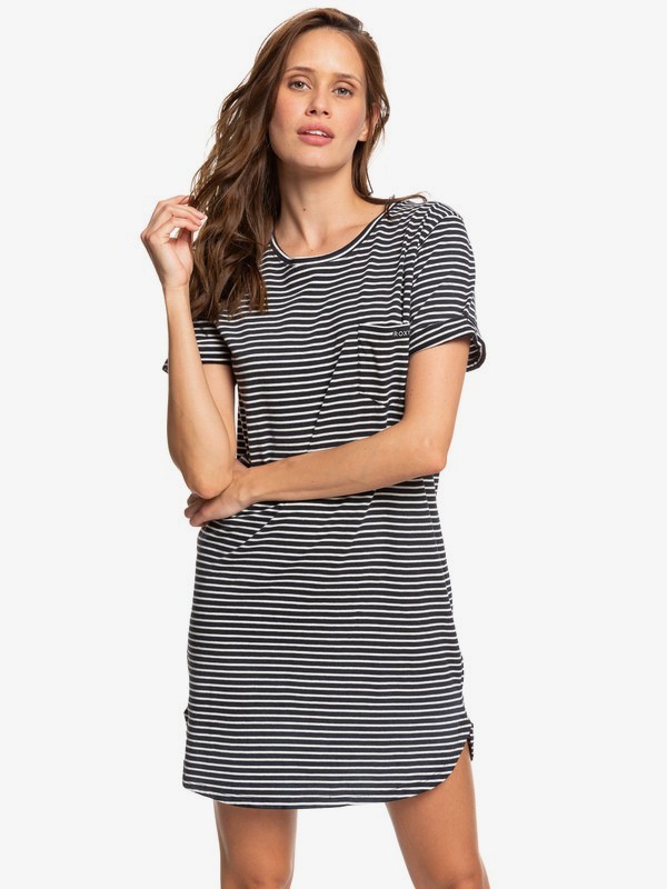 roxy, Walking Alone Short Sleeve T-Shirt Dress, ANTHRACITE RE MARINA STRIPES (xkwk) 0 Walking Alone Short Sleeve T-Shirt Dress Multicolor ERJKD03265 Roxy