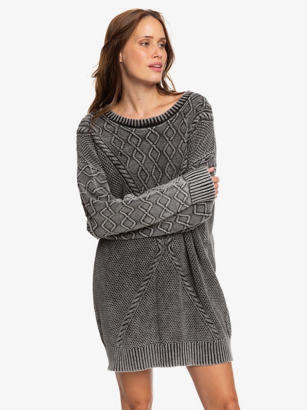 roxy, Snow Day Sweater Dress, ANTHRACITE (kvj0) 0 Snow Day Sweater Dress Black ERJKD03272 Roxy