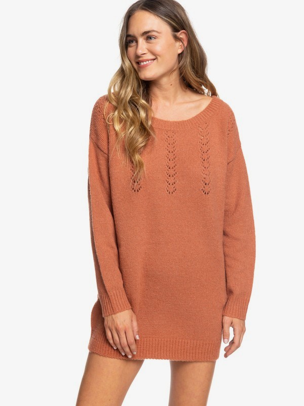 roxy, Sister The First Surf Oversized Jumper Dress, COPPER BROWN (cnb0) 0 Sister The First Surf Oversized Jumper Dress Brown ERJKD03276 Roxy