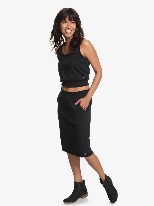 roxy, I Feel Fine Midi Skirt, TRUE BLACK (kvj0) 0 I Feel Fine Midi Skirt Black ERJKK03026 Roxy