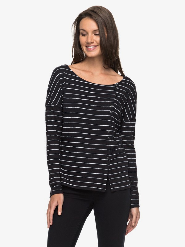 roxy, Dream Taste - Camiseta de Manga Larga para Mujer, ANTHRACITE PENCIL STRIPE (kvj4) 0 Dream Taste - Camiseta de Manga Larga para Mujer Negro ERJKT03287 Roxy