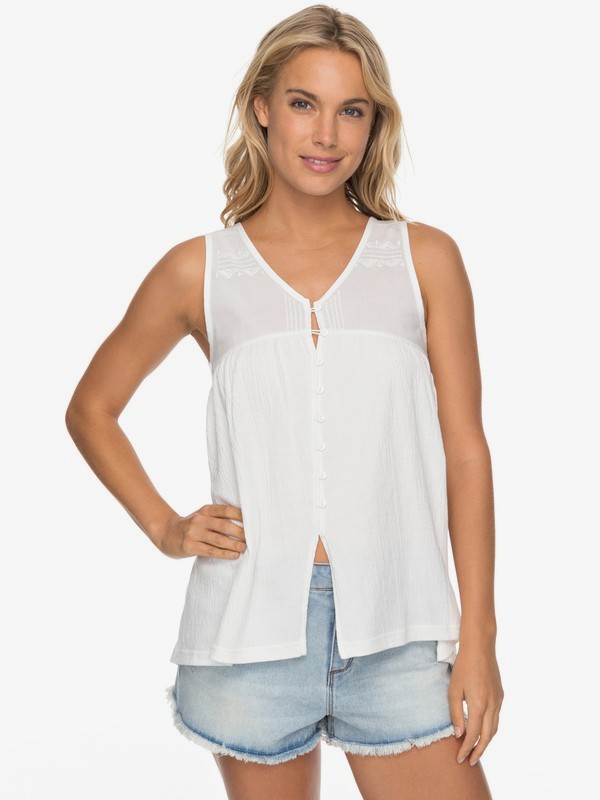 roxy, Delila Lace - Button Front Top for Women, MARSHMALLOW (wbt0) 0 Delila Lace - Button Front Top for Women White ERJKT03361 Roxy